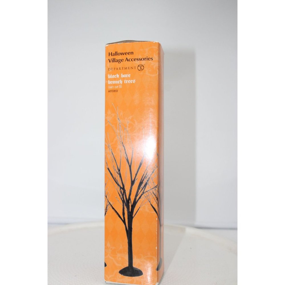 Dept 56 Halloween Village - Black Bare Branch Trees, Set of 3